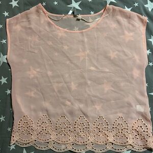 Lauren Conrad Pink Semi-Sheer Blouse